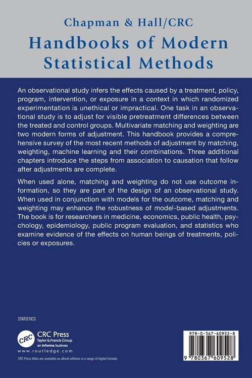 Produktbild: Handbook of Matching and Weighting Adjustments for Causal Inference