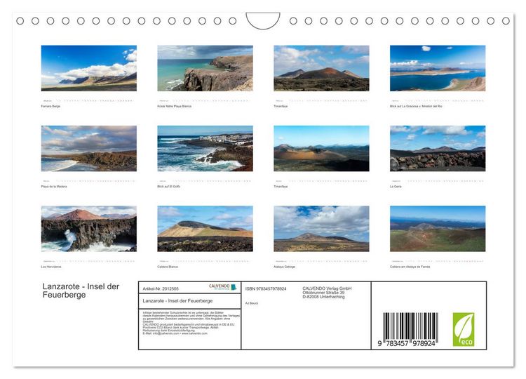 Produktbild: Lanzarote - Insel der Feuerberge (Wandkalender 2026 DIN A4 quer), CALVENDO Monatskalender