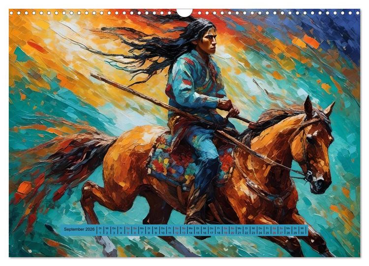 Produktbild: Amerikanische Ureinwohner - Bilder von Geschichten inspiriert (Wandkalender 2026 DIN A3 quer), CALVENDO Monatskalender