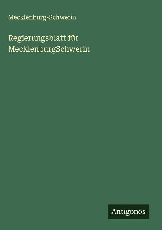 Produktbild: Regierungsblatt f&uuml;r MecklenburgSchwerin