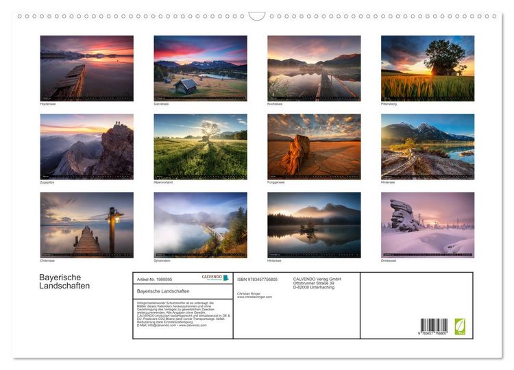 Produktbild: Bayerische Landschaften (Wandkalender 2026 DIN A2 quer), CALVENDO Monatskalender