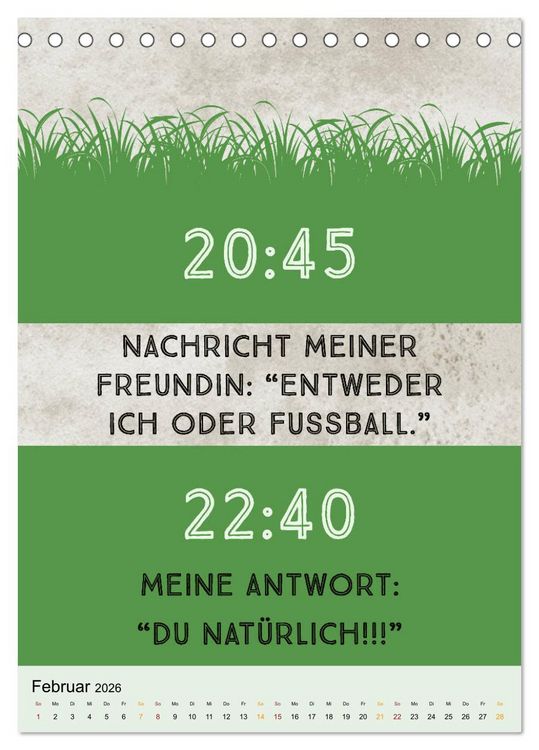 Produktbild: Ich mag Fu&szlig;ball&hellip; und vielleicht drei Leute. Spr&uuml;che und Weisheiten vom Spielfeldrand (Tischkalender 2026 DIN A5 hoch), CALVENDO Monatskalender