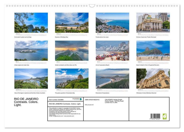 Produktbild: RIO DE JANEIRO Contrasts. Colors. Light. (Wall Calendar 2027 DIN A2 landscape), CALVENDO 12 Month Wall Calendar