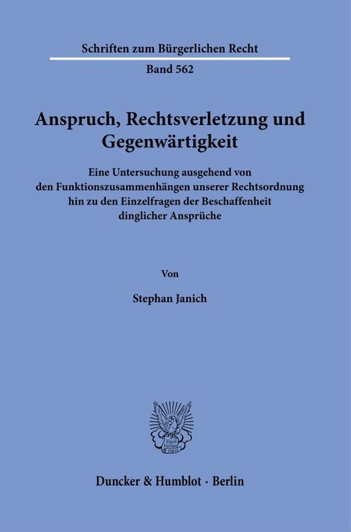 Produktbild: Anspruch, Rechtsverletzung und Gegenw&auml;rtigkeit.