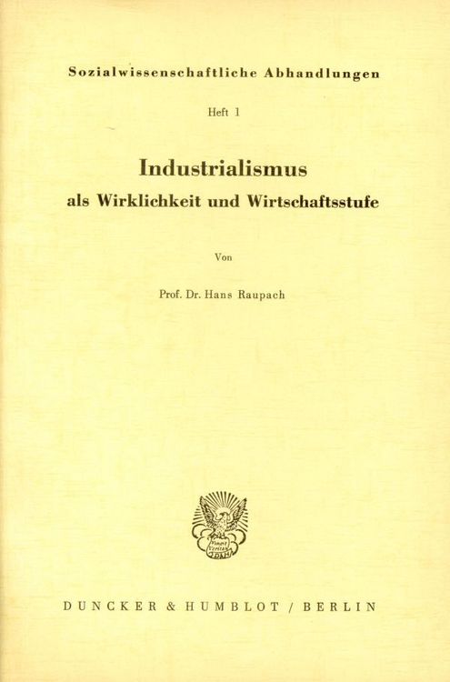 Produktbild: Industrialismus als Wirklichkeit und Wirtschaftsstufe.