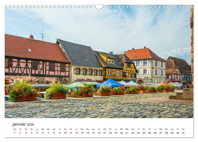 Produktbild: Route des Vins d'Alsace, villages pittoresques et paysages idylliques (Calendrier mural 2026 DIN A3 vertical), CALVENDO calendrier mensuel