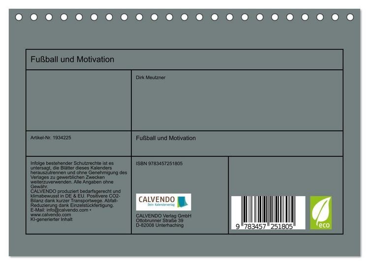 Produktbild: Fu&szlig;ball und Motivation (Tischkalender 2026 DIN A5 quer), CALVENDO Monatskalender