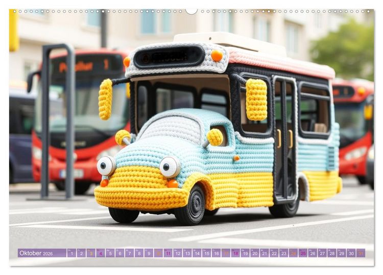 Produktbild: Amigurumi Fahrzeugtr&auml;ume - H&auml;kelstyle in Pastellt&ouml;nen (Wandkalender 2026 DIN A2 quer), CALVENDO Monatskalender