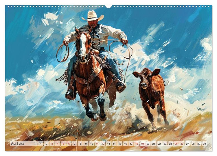 Produktbild: Pferde, Freiheit, Westernreiten (hochwertiger Premium Wandkalender 2026 DIN A2 quer), Kunstdruck in Hochglanz