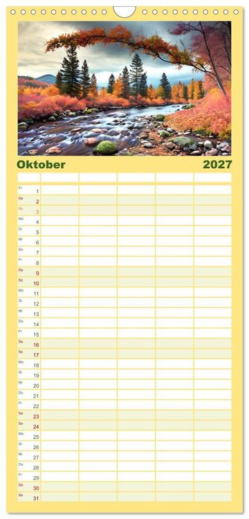Produktbild: Familienplaner 2027 - Zur Ruhe kommen Fantasiereisen mit KI mit 5 Spalten (Wandkalender, 21 x 45 cm) CALVENDO