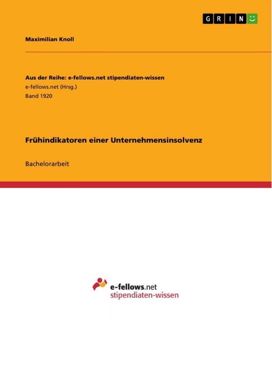 Produktbild: Fr&uuml;hindikatoren einer Unternehmensinsolvenz