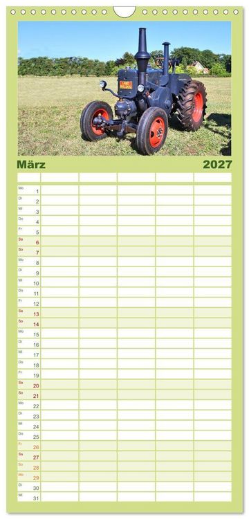Produktbild: Familienplaner 2027 - M&auml;nnerspielzeug Traktor Inspirationen mit 5 Spalten (Wandkalender, 21 x 45 cm) CALVENDO