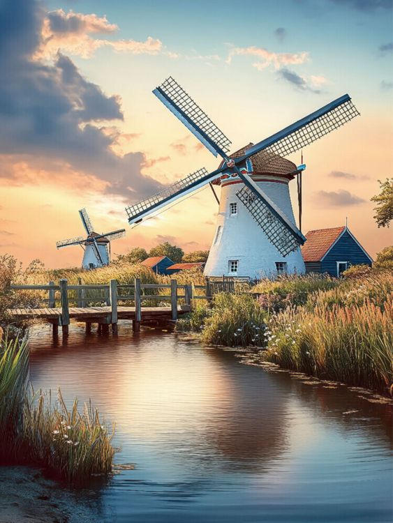 Produktbild: CALVENDO Puzzle Nachbar-M&uuml;hlen | 1000 Teile Lege-Gr&ouml;&szlig;e 64x48cm Foto-Puzzle f&uuml;r gl&uuml;ckliche Stunden
