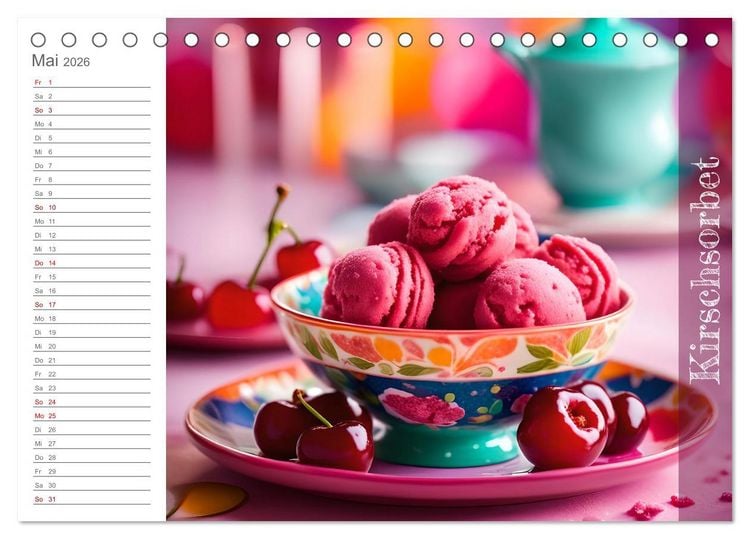 Produktbild: Kirschlust - K&ouml;stlichkeiten aus und mit Kirschen (Tischkalender 2026 DIN A5 quer), CALVENDO Monatskalender