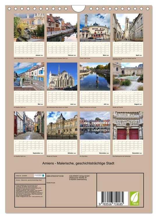 Produktbild: Amiens - Malerische, geschichtstr&auml;chtige Stadt (Wandkalender 2026 DIN A4 hoch), CALVENDO Monatskalender