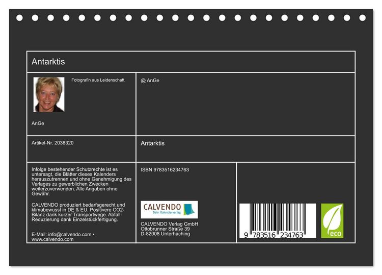 Produktbild: Antarktis (Tischkalender 2026 DIN A5 quer), CALVENDO Monatskalender