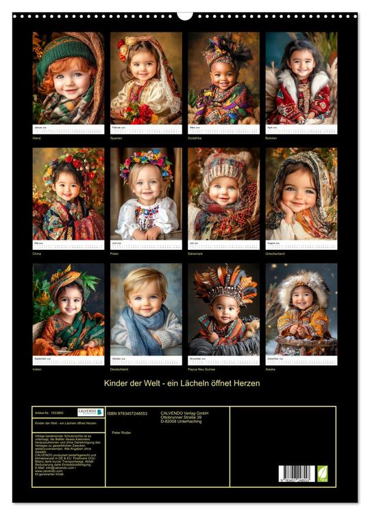 Produktbild: Kinder der Welt - ein L&auml;cheln &ouml;ffnet Herzen (Wandkalender 2026 DIN A2 hoch), CALVENDO Monatskalender