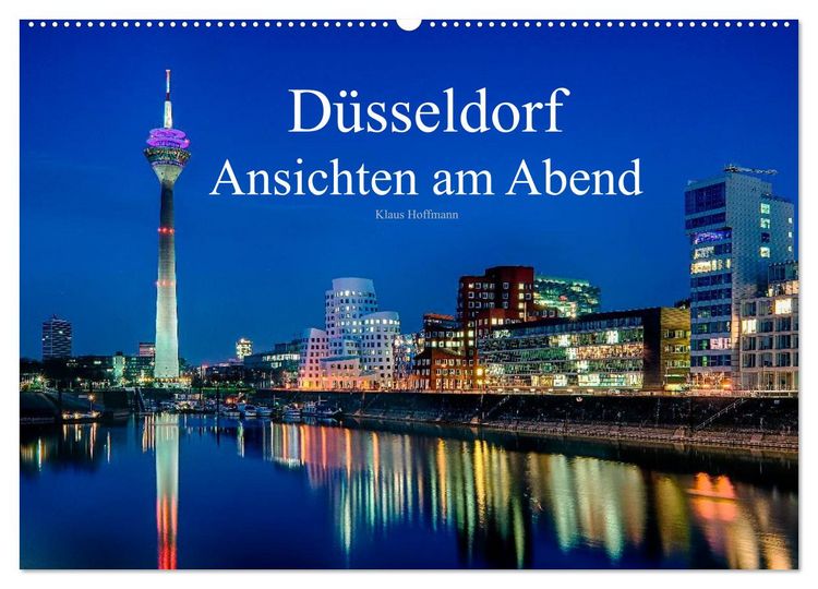 Produktbild: D&uuml;sseldorf - Ansichten am Abend (Wandkalender 2026 DIN A2 quer), CALVENDO Monatskalender