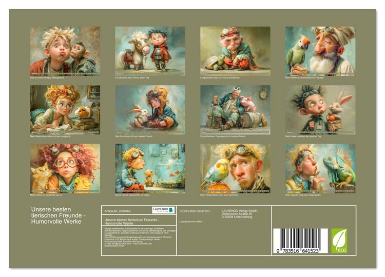Produktbild: Unsere besten tierischen Freunde - Humorvolle Werke (Wandkalender 2026 DIN A4 quer), CALVENDO Monatskalender