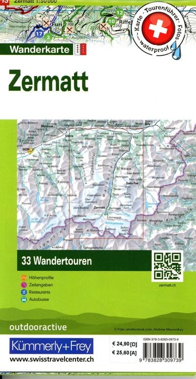 Kümmerly+Frey Wandertourenkarte 13 Zermatt 1:50.000
