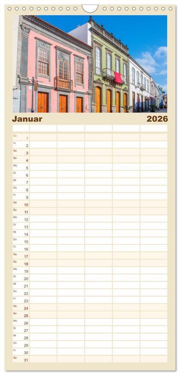 Produktbild: Familienplaner 2026 - Gran Canaria &ndash; Natur trifft Geschichte mit 5 Spalten (Wandkalender, 21 x 45 cm) CALVENDO