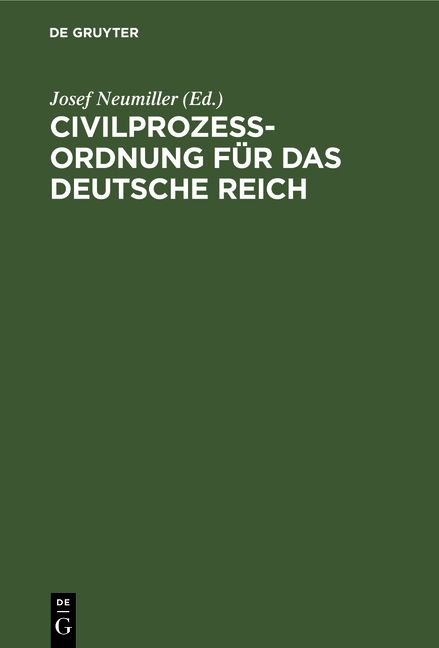 Produktbild: Civilproze&szlig;ordnung f&uuml;r das Deutsche Reich