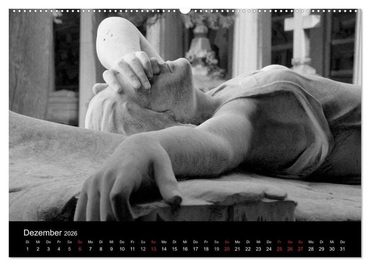Produktbild: Lebende Steine - Skulpturen auf dem Friedhof Staglieno (hochwertiger Premium Wandkalender 2026 DIN A2 quer), Kunstdruck in Hochglanz