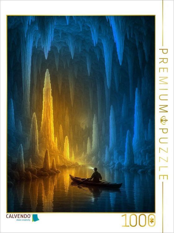 Produktbild: CALVENDO Puzzle Im Lichtkegel - Tropfsteine in einer H&ouml;hle | 1000 Teile Lege-Gr&ouml;&szlig;e 64x48cm Foto-Puzzle f&uuml;r gl&uuml;ckliche Stunden