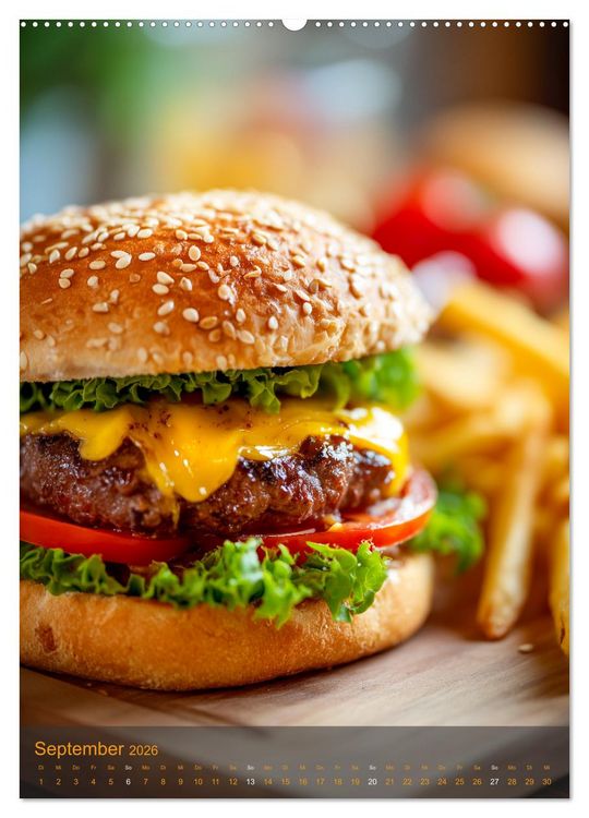 Produktbild: Burger Kalender - Foodporn f&uuml;r echte Burgerfans (hochwertiger Premium Wandkalender 2026 DIN A2 hoch), Kunstdruck in Hochglanz