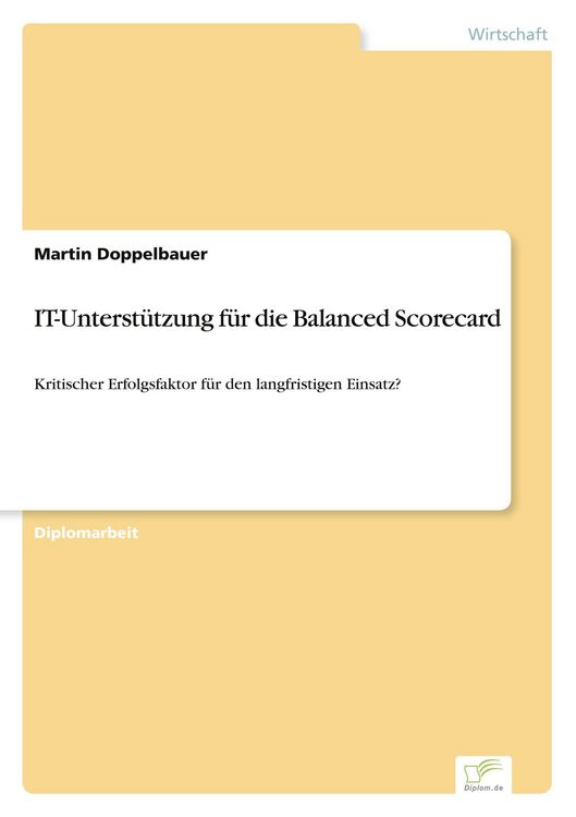 Produktbild: IT-Unterst&uuml;tzung f&uuml;r die Balanced Scorecard