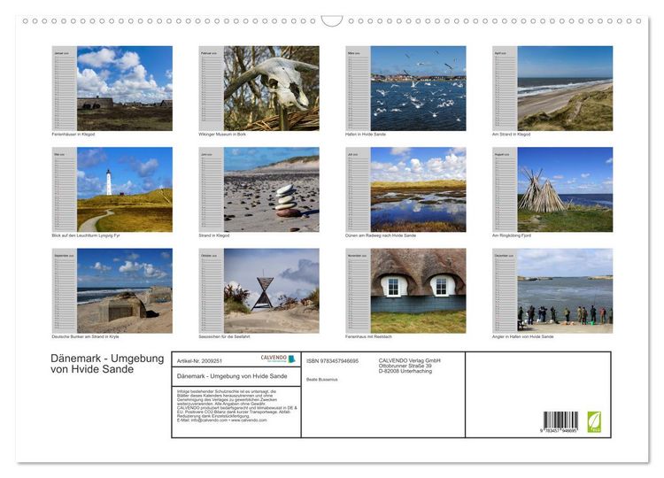 Produktbild: D&auml;nemark - Umgebung von Hvide Sande (Wandkalender 2026 DIN A2 quer), CALVENDO Monatskalender
