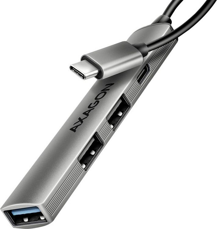 Produktbild: AXAGON HUE-STC USB-Hub 4 Port USB-C&reg;, USB-A 5 GBit/s Silber