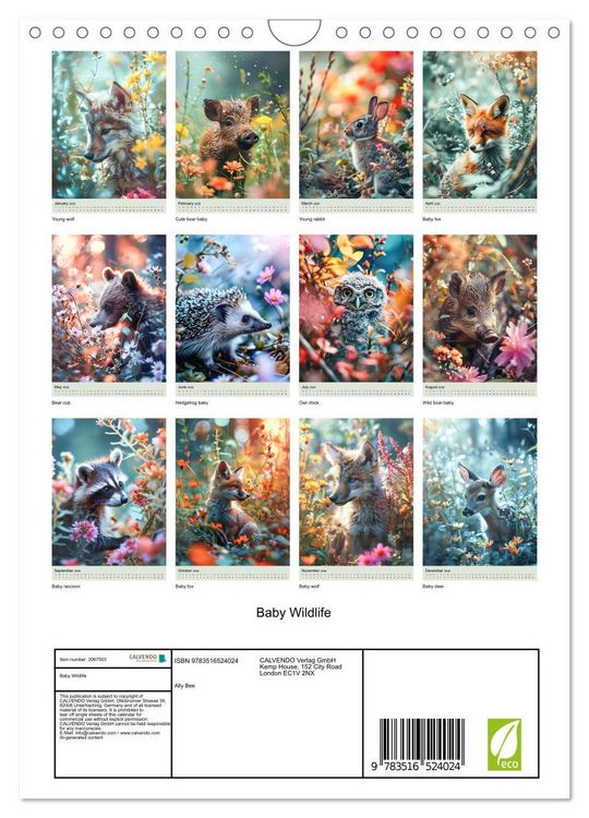 Produktbild: Baby Wildlife (Wall Calendar 2026 DIN A4 portrait), CALVENDO 12 Month Wall Calendar