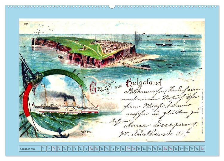 Produktbild: Gru&szlig; aus Helgoland (hochwertiger Premium Wandkalender 2026 DIN A2 quer), Kunstdruck in Hochglanz