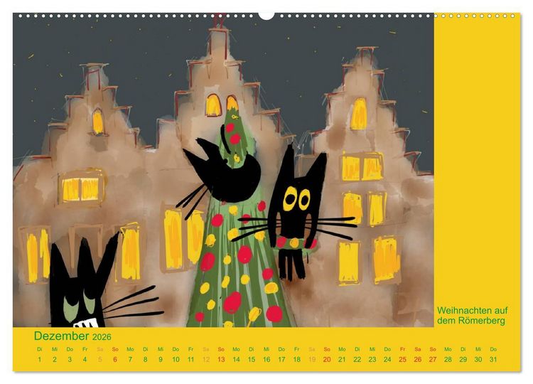 Produktbild: Frau Kami Katze entdeckt Frankfurt am Main (Wandkalender 2026 DIN A2 quer), CALVENDO Monatskalender