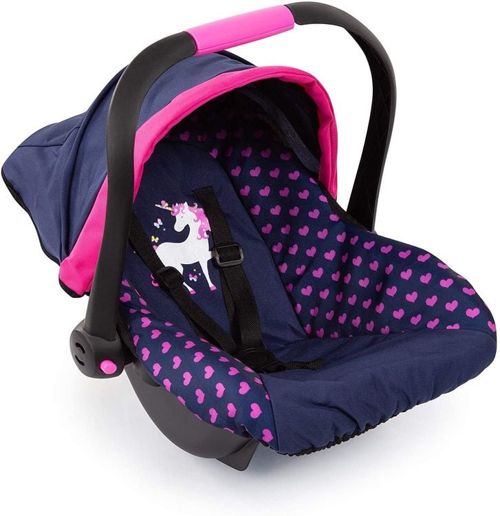Produktbild: Bayer Design 67954AA - Puppen-Autositz Deluxe Car Seat, mit Dach, Einhorn-Motiv, blau/pink