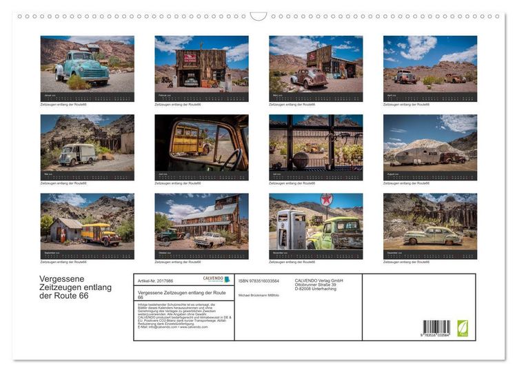 Produktbild: Vergessene Zeitzeugen entlang der Route 66 (Wandkalender 2026 DIN A2 quer), CALVENDO Monatskalender