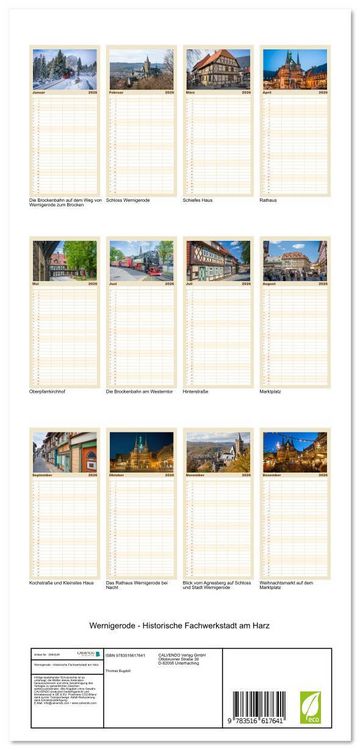 Produktbild: Familienplaner 2026 - Wernigerode - Historische Fachwerkstadt am Harz mit 5 Spalten (Wandkalender, 21 x 45 cm) CALVENDO