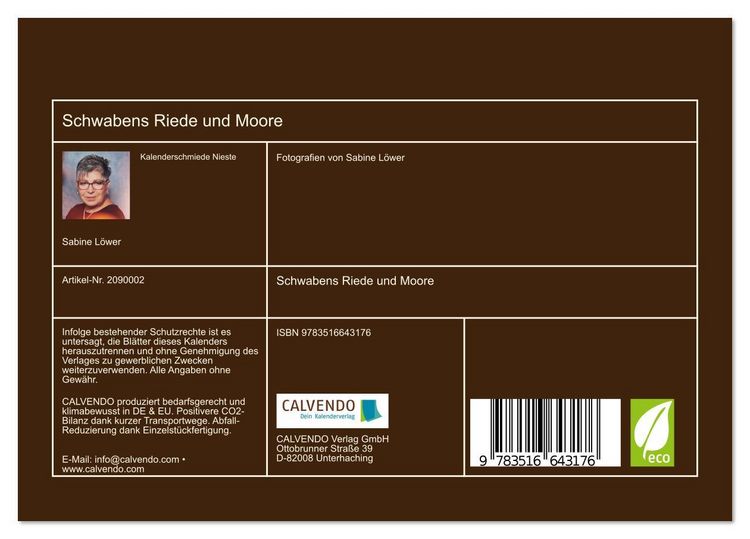 Produktbild: Schwabens Riede und Moore (Tischkalender 2026 DIN A5 quer), CALVENDO Monatskalender