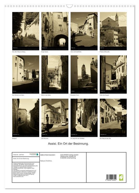 Produktbild: Assisi. Ein Ort der Besinnung. (Wandkalender 2026 DIN A2 hoch), CALVENDO Monatskalender