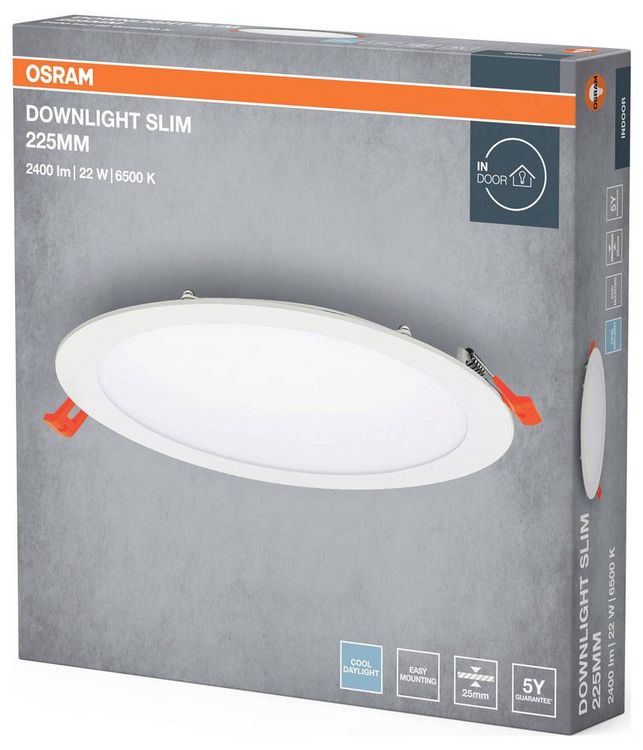Produktbild: OSRAM HOMELIGHTING 4099854445804 Downlight Slim 225mm 22W 6500K LED-Deckenleuchte 22.00 W Wei&szlig;