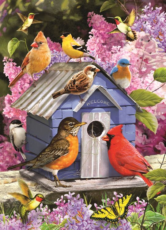 Produktbild: COBBLE HILL PUZZLES - Fr&uuml;hlingsvogelh&auml;uschen 500 Teile