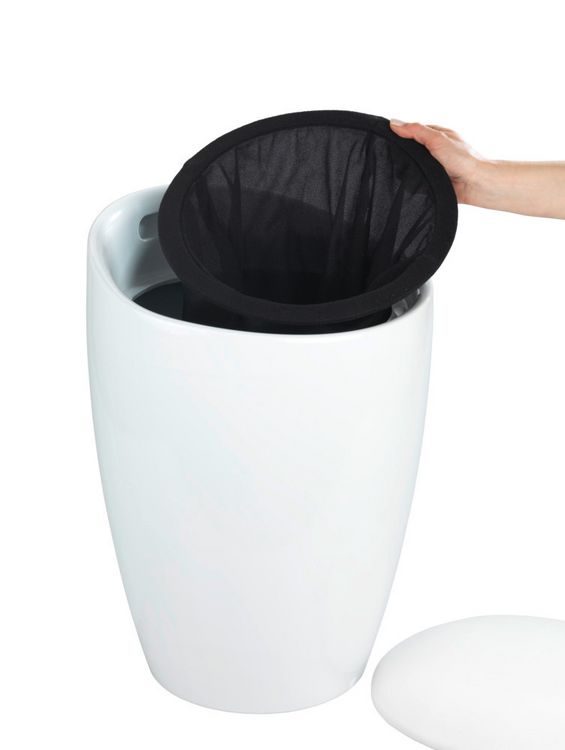 Produktbild: Hocker Mod. Candy White, mit abnehmbarem W&auml;schesammler