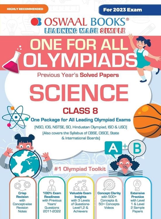 Produktbild: Oswaal One For All Olympiad Previous Years' Solved Papers, Class-8 Science Book (For 2023 Exam)