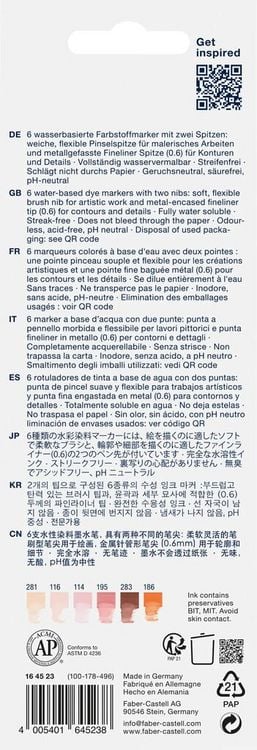 Produktbild: Faber-Castell Tuschestift Dual Marker Goldfaber Aqua, Portrait, 6er Set