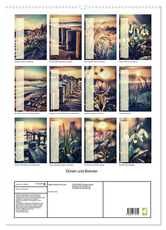 Produktbild: D&uuml;nen und Buhnen (Wandkalender 2027 DIN A2 hoch), CALVENDO Monatskalender