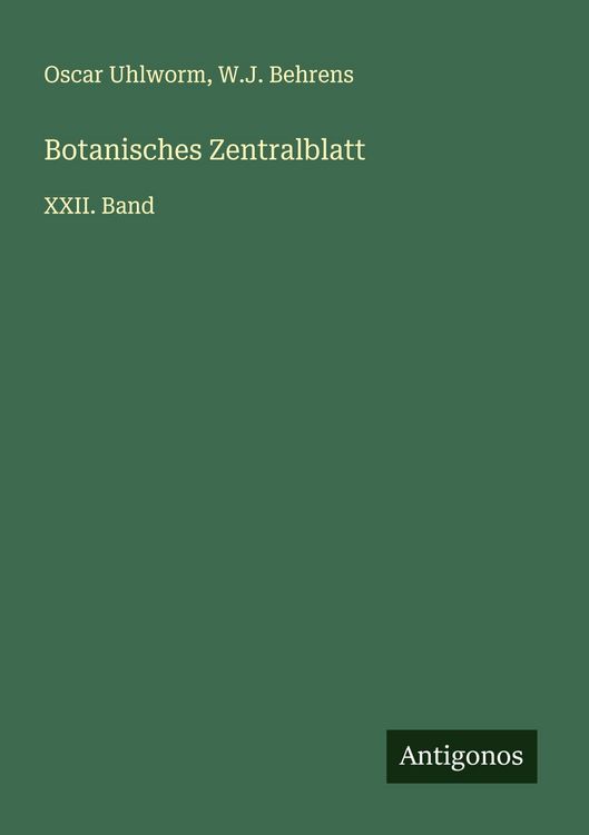 Produktbild: Botanisches Zentralblatt