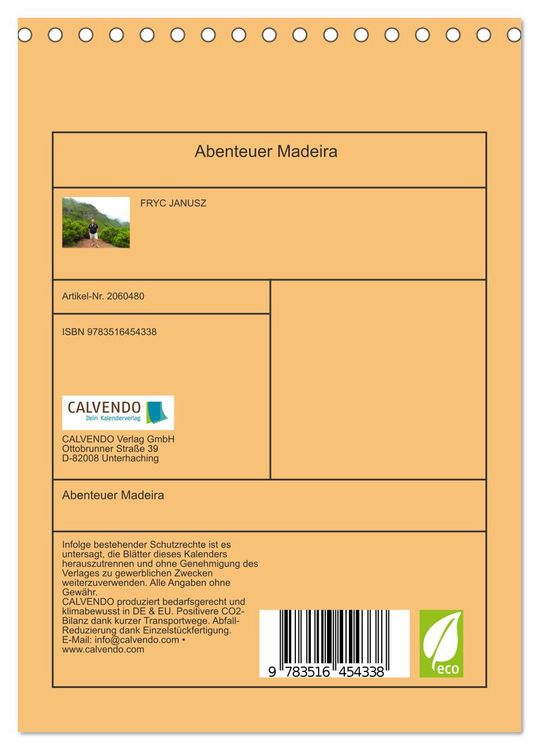 Produktbild: Abenteuer Madeira (Tischkalender 2026 DIN A5 hoch), CALVENDO Monatskalender