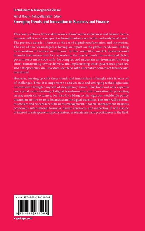 Produktbild: Emerging Trends and Innovation in Business and Finance