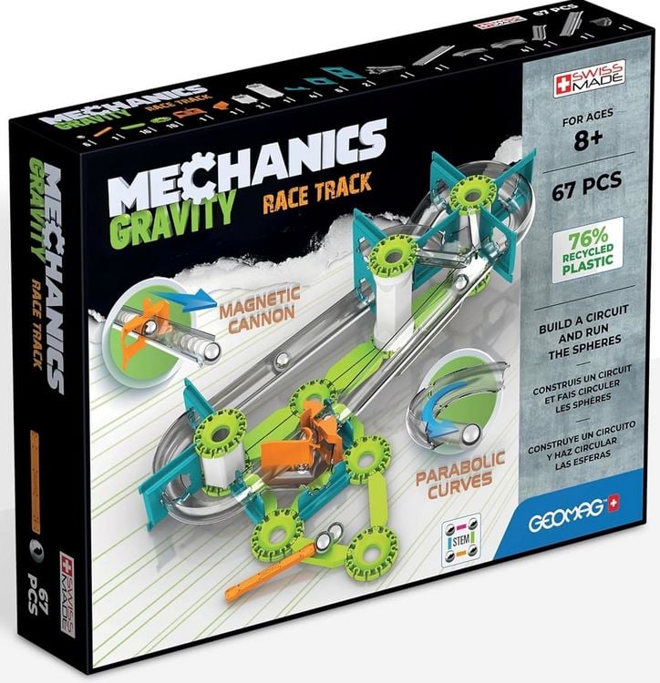 Produktbild: Invento 507090 - Geomag Mechanics Gravity Race Track 67 pcs, Kugelbahn, Magnetischer Baukasten, Magnetspielzeuge
